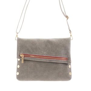 Hammitt VIP Large Pewter Brushed Gold Red Zip Leather Crossbody
Bag